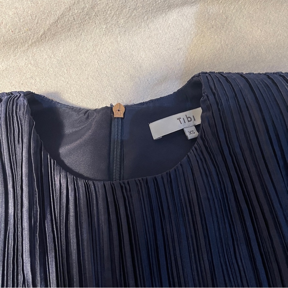 Tibi Blue Pleated Skirt & Top Set, Size XS